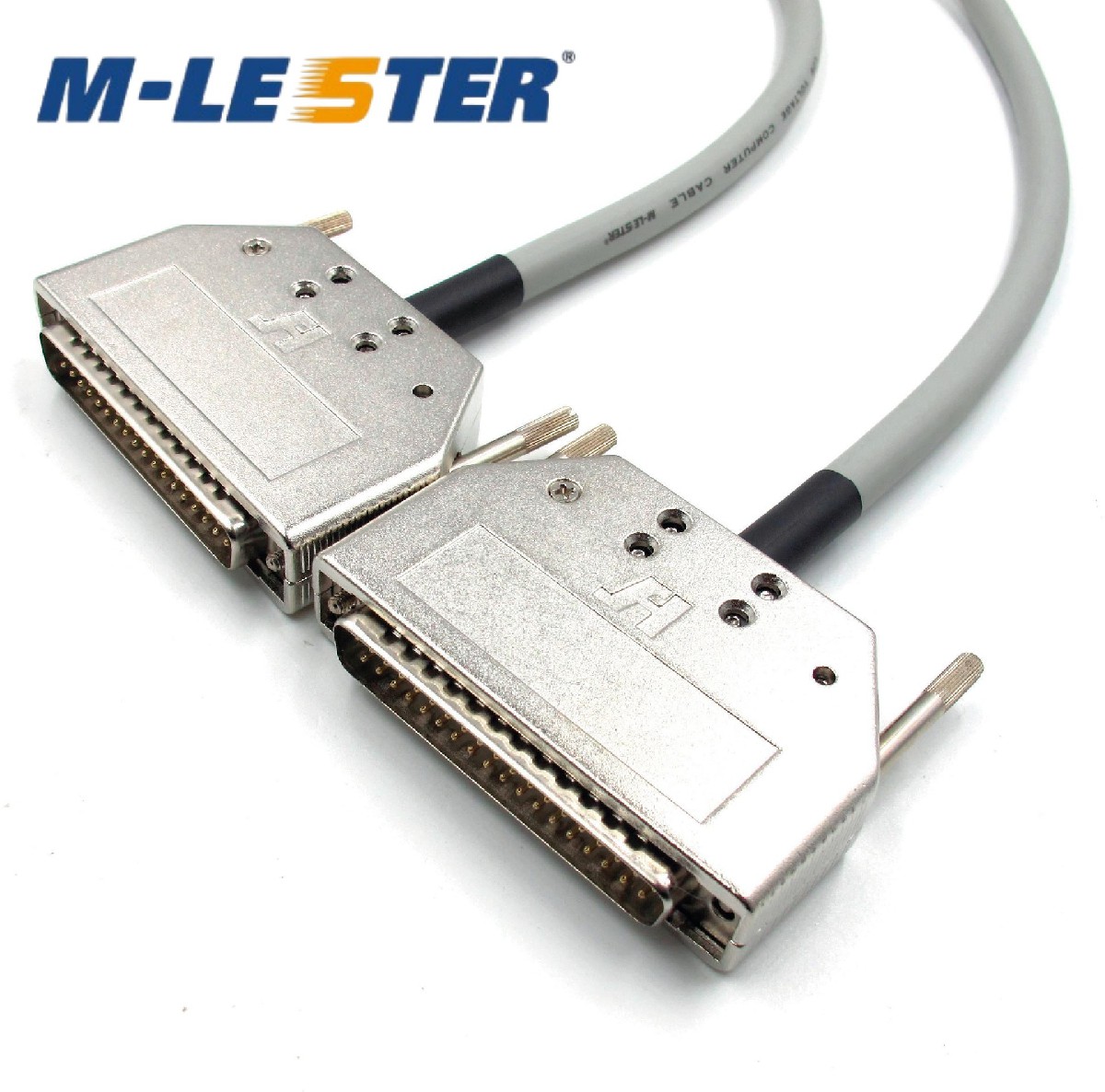 DB37针转针锌合金铁壳螺丝式连接线