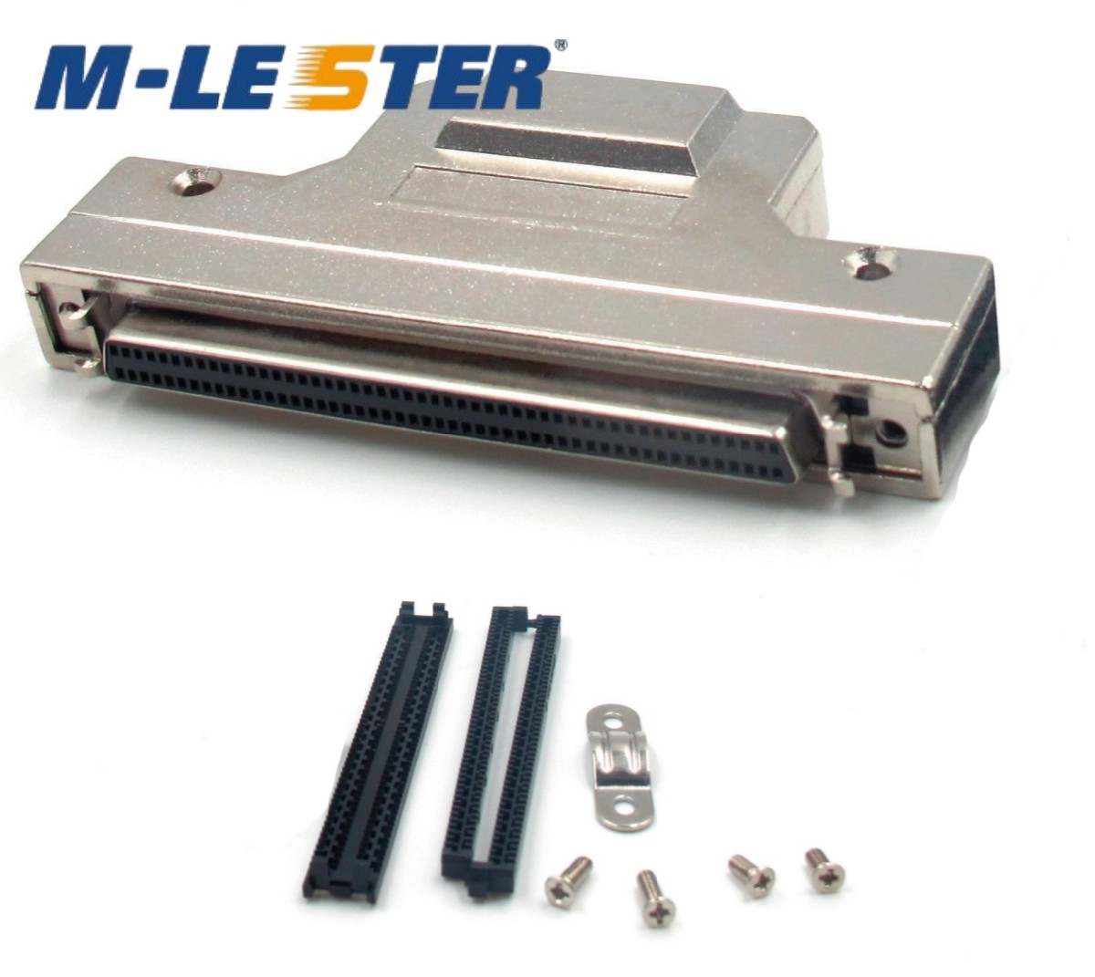 SCSI DB100母间距1.27前壳弹片+压条0.62连接器